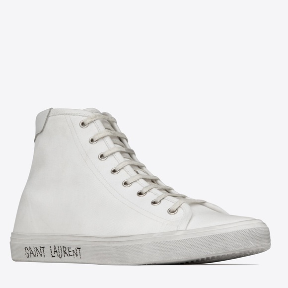 MALIBU MID-TOP SNEAKERS IN CANVAS AND LEATHER. White/ sz 39 - Picture 11 of 12